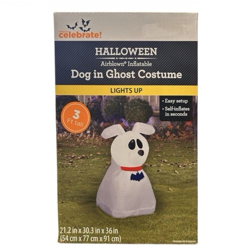 Way To Celebrate Dog in Ghost 3.5 Ft Halloween Airblown Inflatable Lights Up